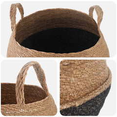 vidaXL Plant Pot with Handles 2 pcs Black Ø 45 x 36 cm 100% Seagrass 4