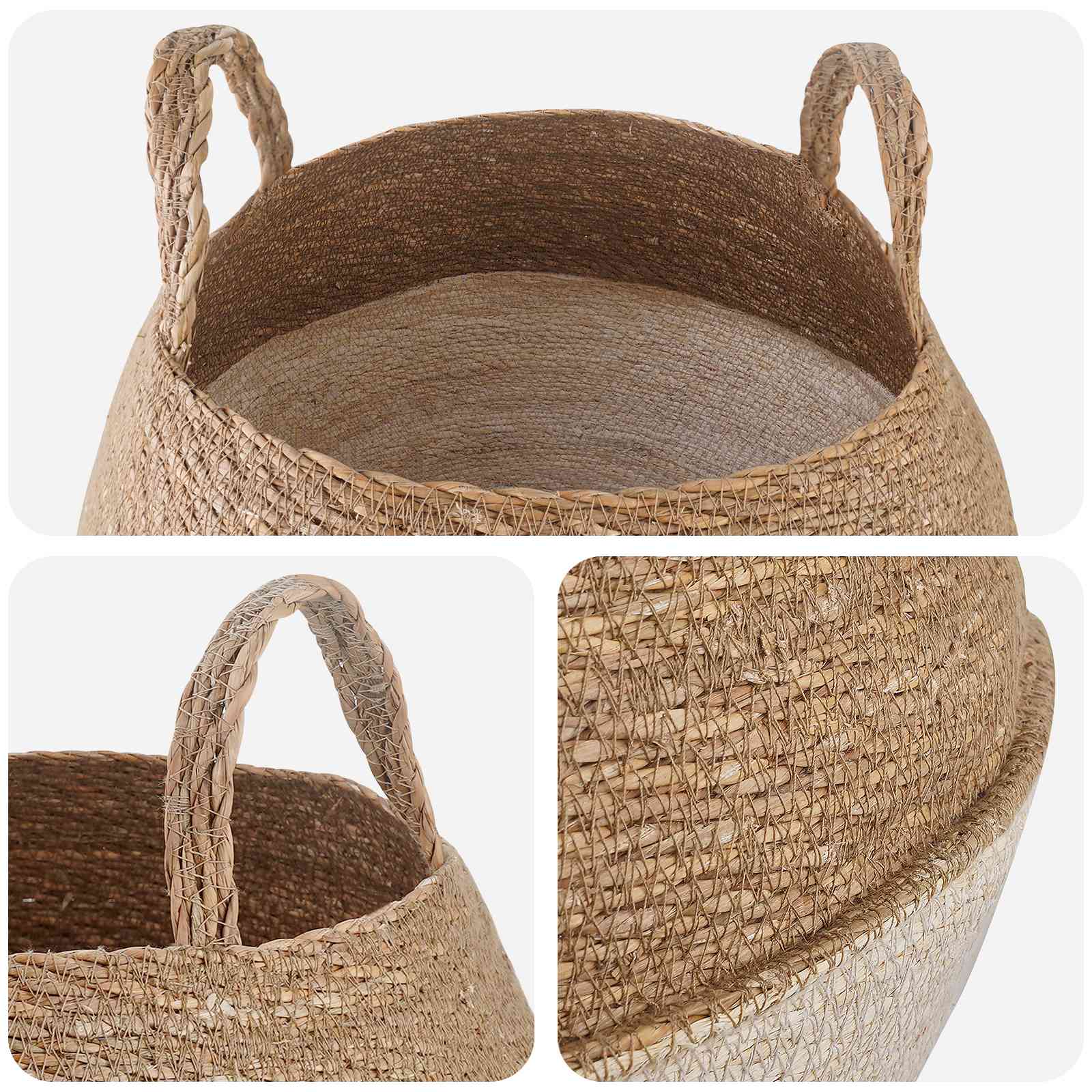 vidaXL Plant Pot with Handles White Ø 45 x 36 cm 100% Seagrass 4