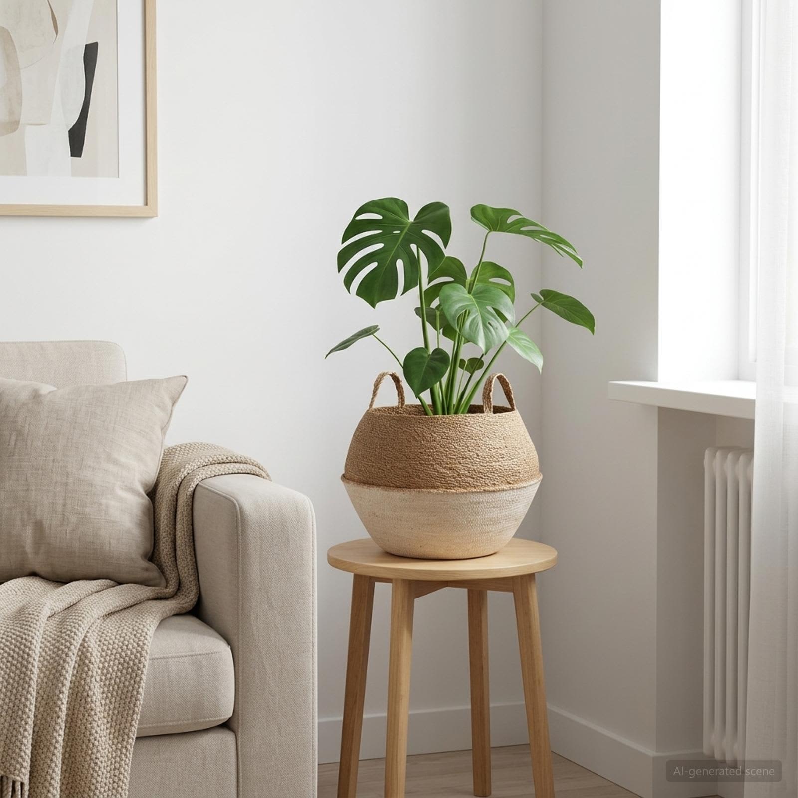 vidaXL Plant Pot with Handles White Ø 45 x 36 cm 100% Seagrass 1