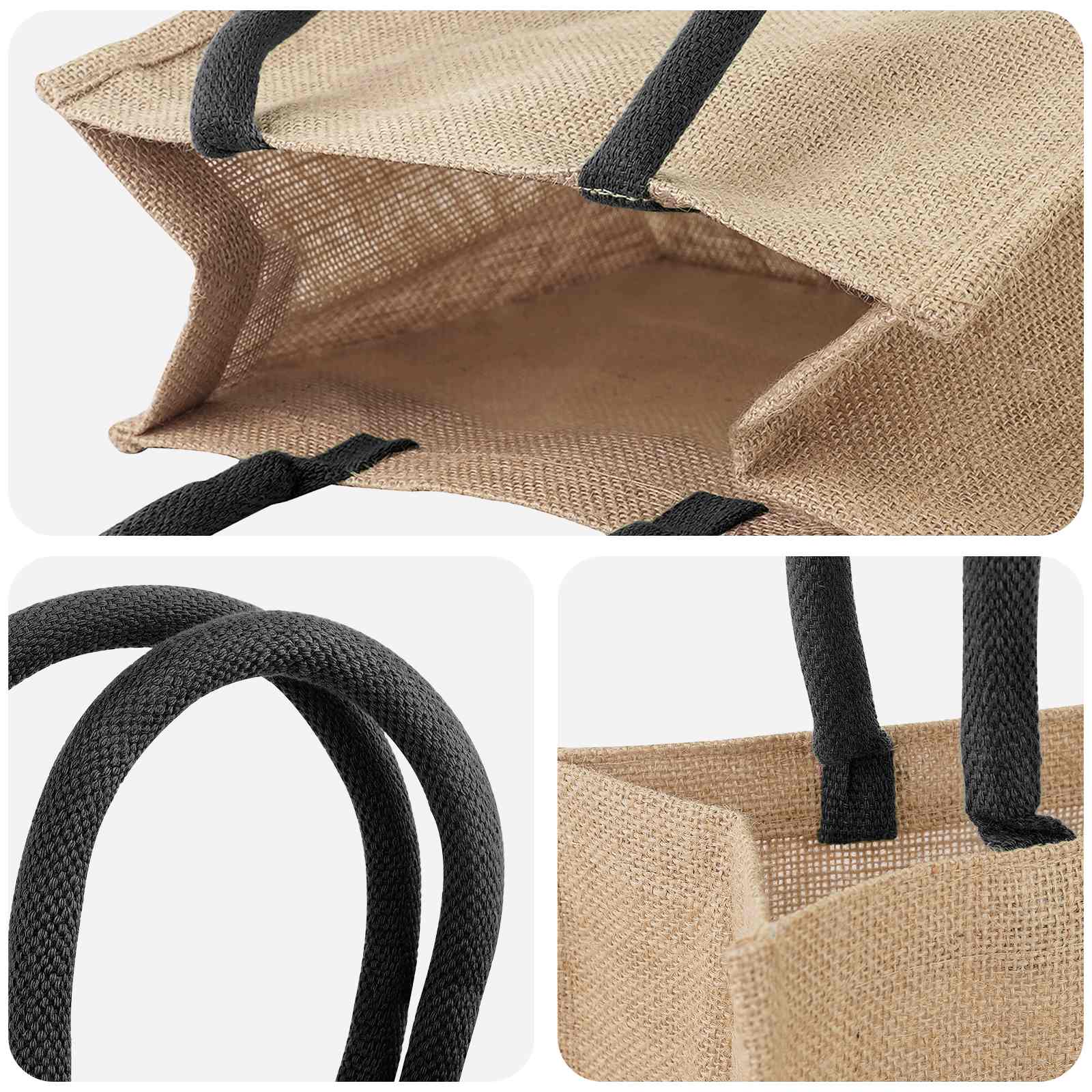 vidaXL Jute Handbags 10 Natural and Black 26 x 22 x 14 cm 4