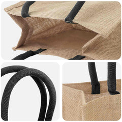 vidaXL Jute Handbags 10 Natural and Black 26 x 22 x 14 cm 4