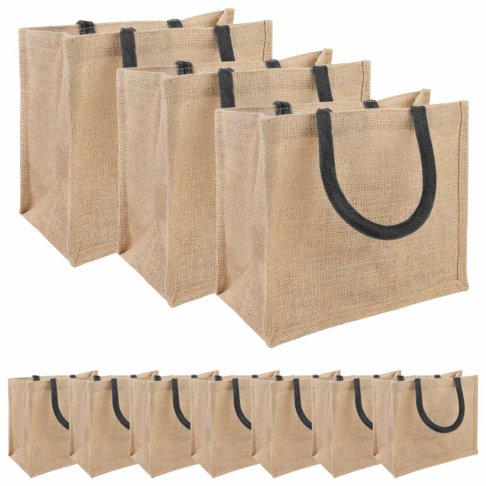 vidaXL Jute Handbags 10 Natural and Black 26 x 22 x 14 cm 2