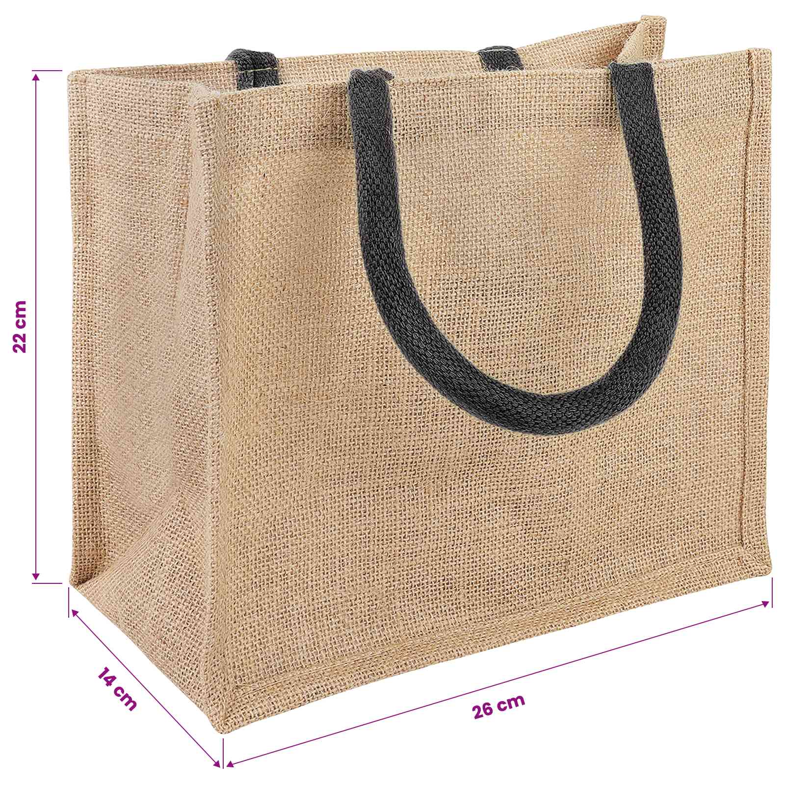 vidaXL Jute Handbags 10 Natural and Black 26 x 22 x 14 cm 5