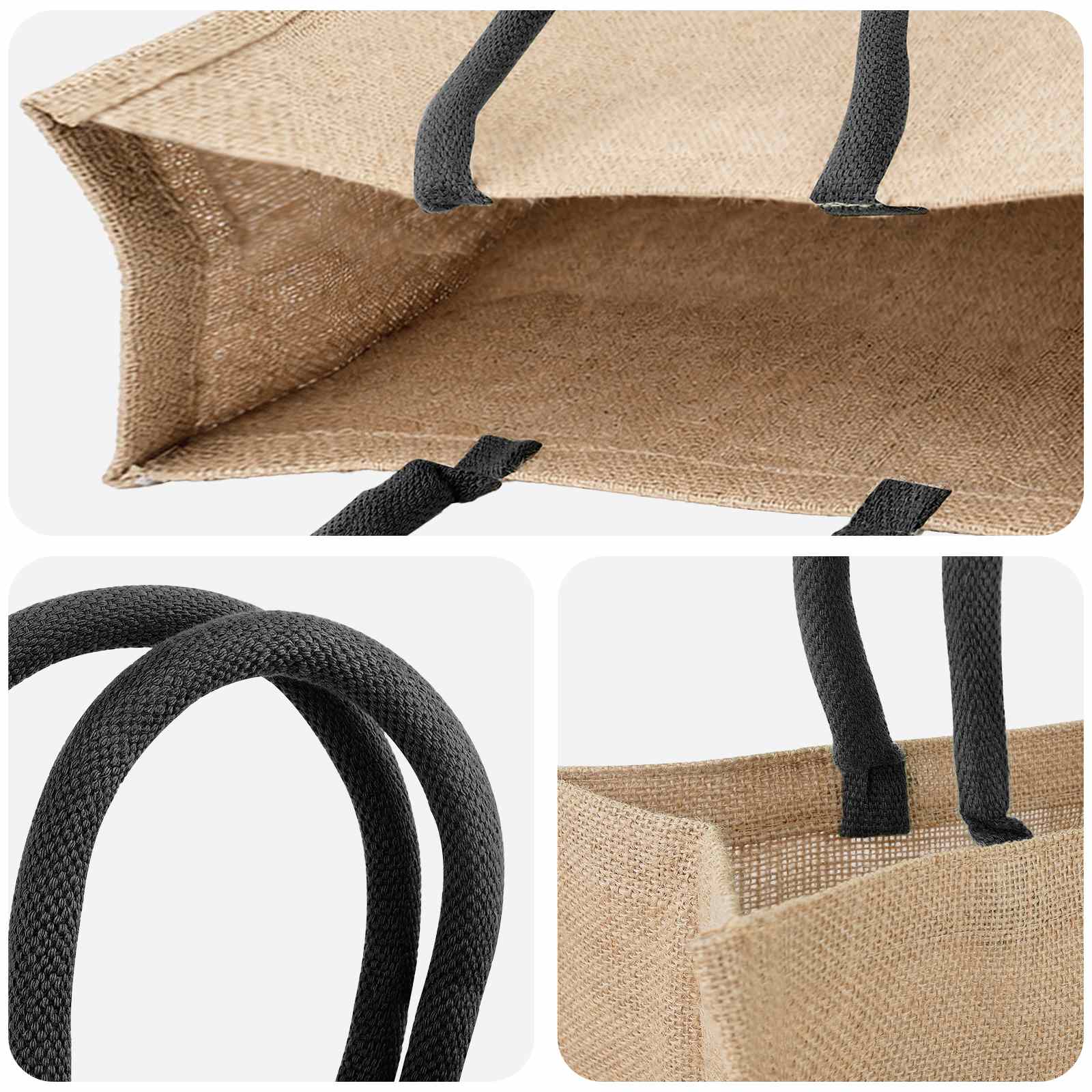 vidaXL Jute Handbags 5 Natural and Black 42 x 33 x 19 cm 4