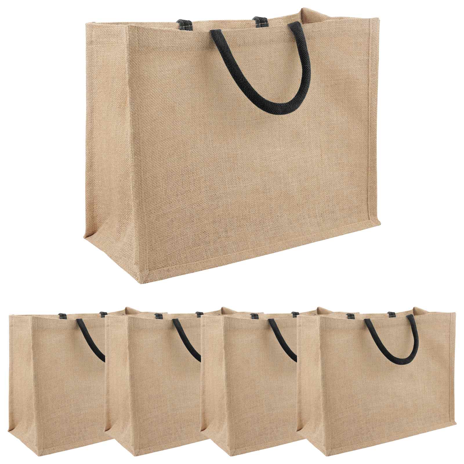 vidaXL Jute Handbags 5 Natural and Black 42 x 33 x 19 cm 2