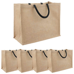 vidaXL Jute Handbags 5 Natural and Black 42 x 33 x 19 cm 2