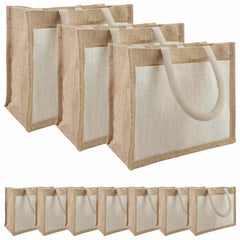 vidaXL Jute Handbags with Pocket 10 Natural and White 26 x 22 x 14 cm 2