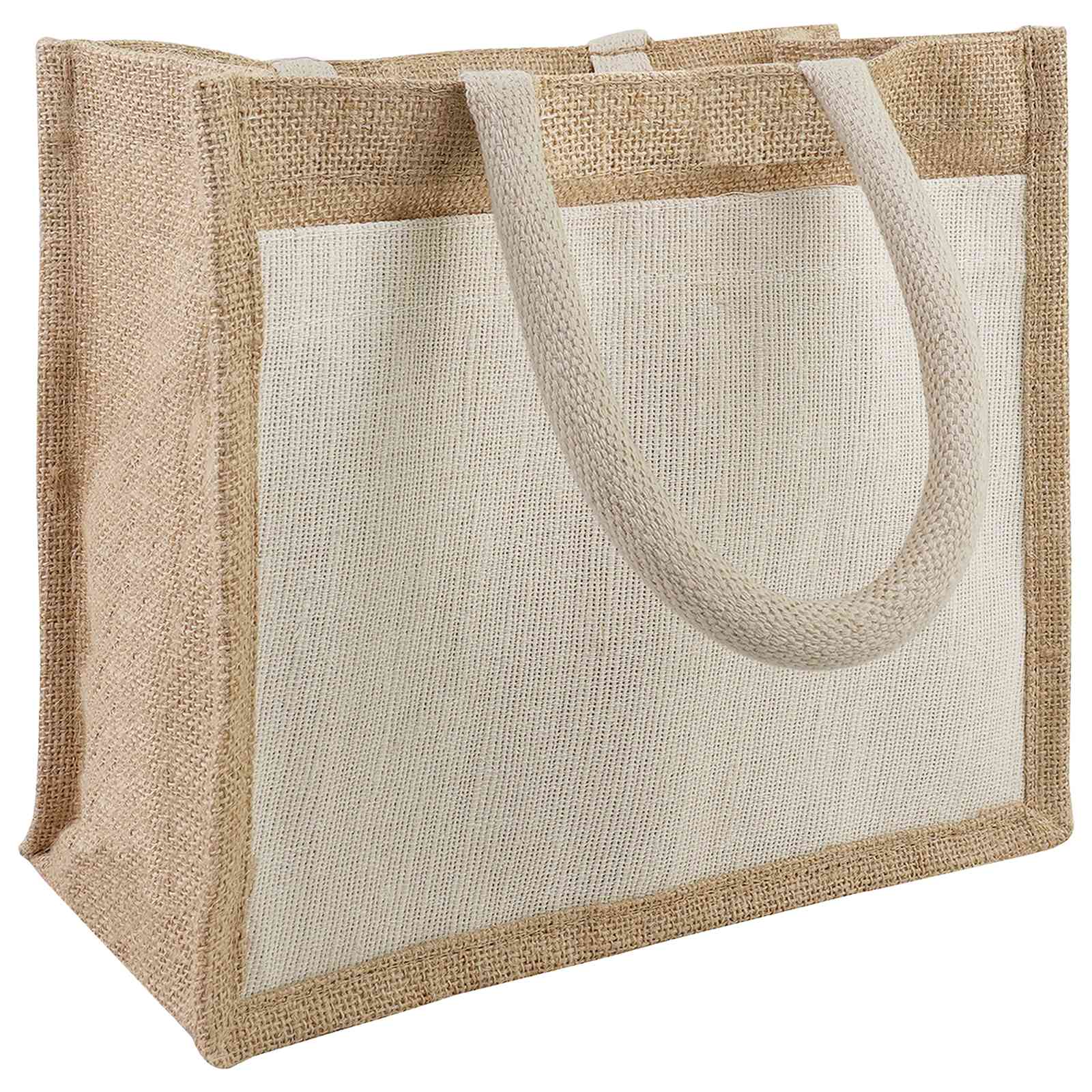 vidaXL Jute Handbags with Pocket 10 Natural and White 26 x 22 x 14 cm 3