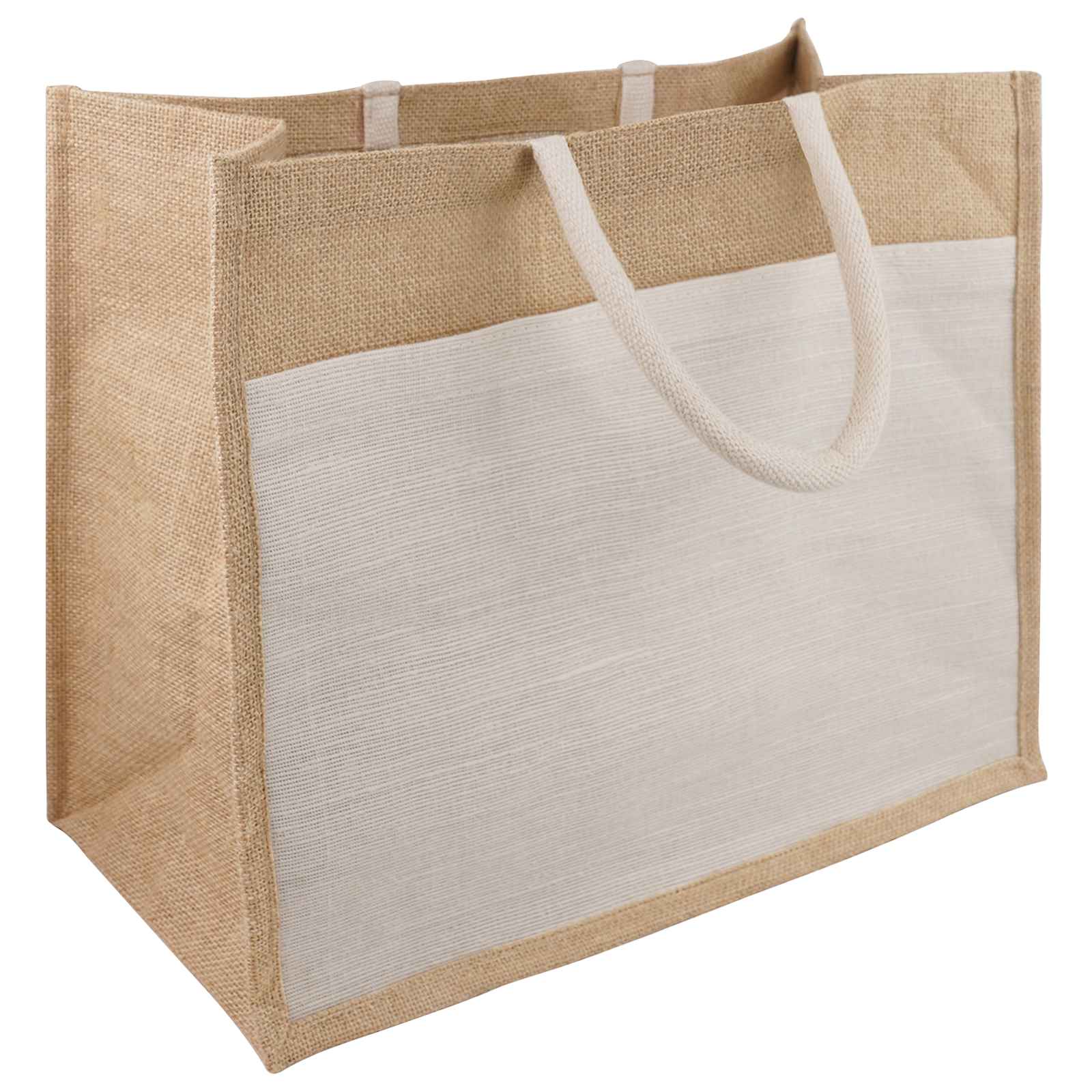 vidaXL Jute Handbags with Pocket 10 Natural and White 42 x 33 x 19 cm 3