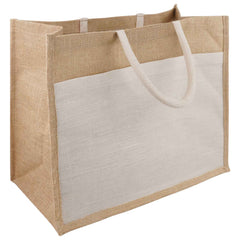 vidaXL Jute Handbags with Pocket 10 Natural and White 42 x 33 x 19 cm 3
