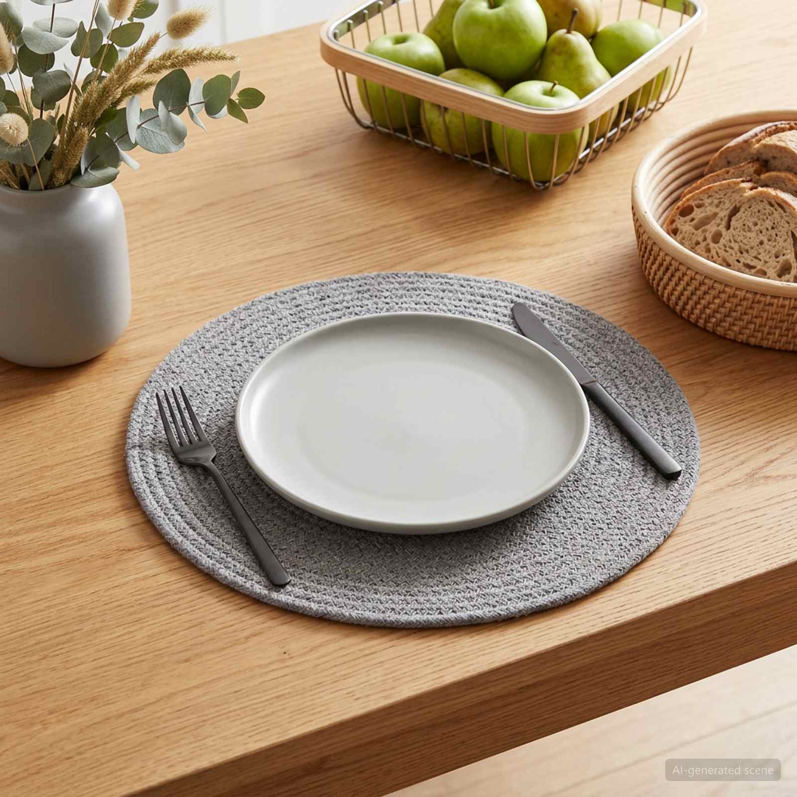 vidaXL Jute Placemets 12 pcs Grey 100% Tossa Jute 1