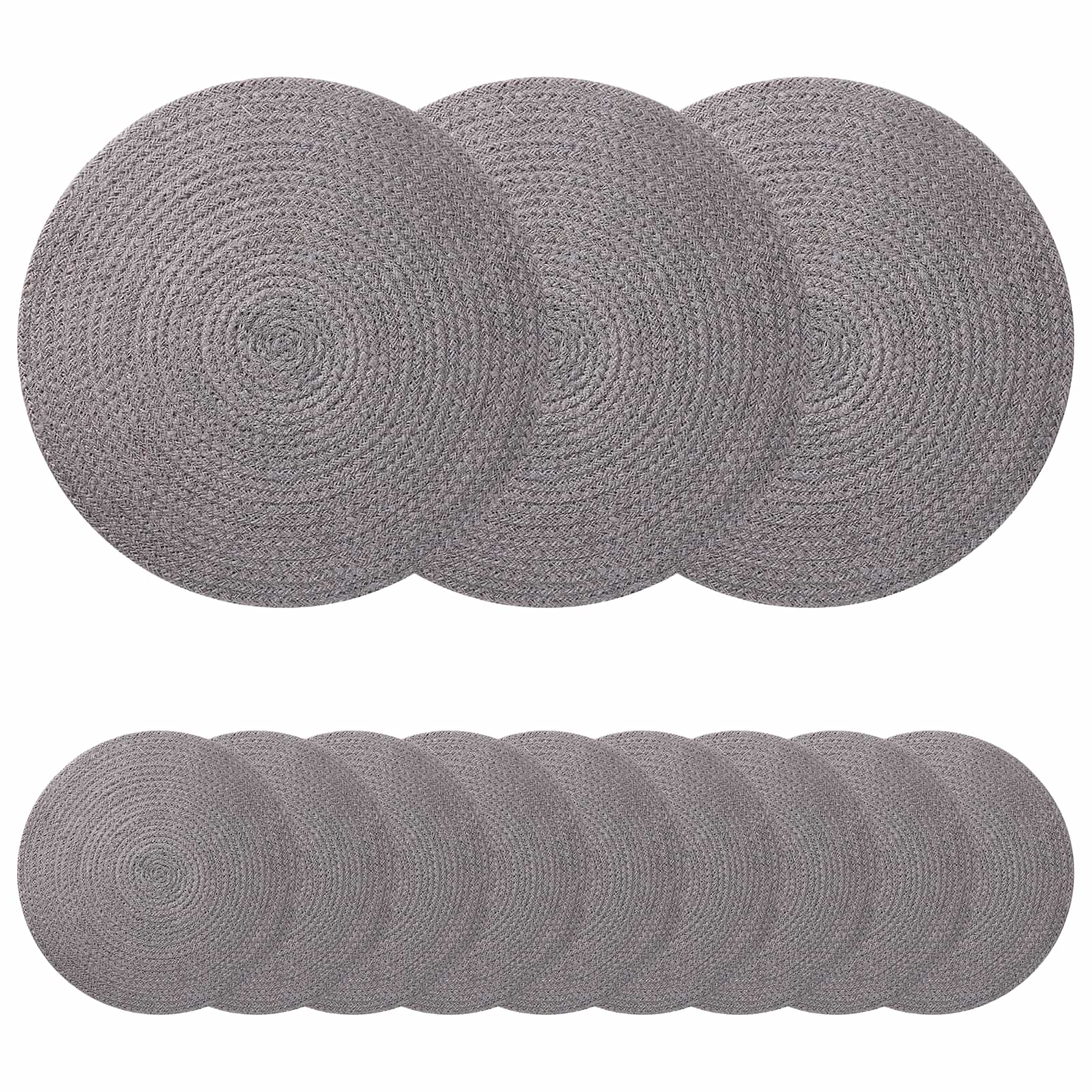 vidaXL Jute Placemets 12 pcs Grey 100% Tossa Jute 2