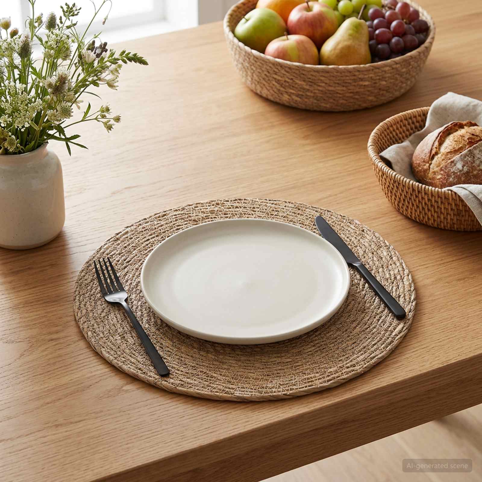 vidaXL Seagrass Placemets 12 pcs Natural 100% Seagrass 1