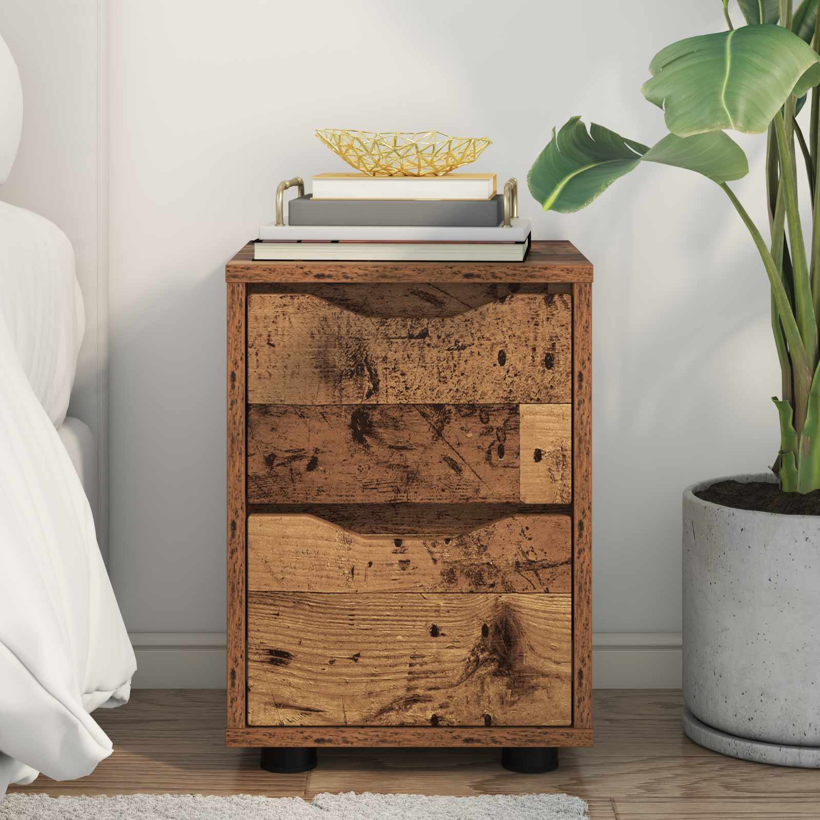 vidaXL Bedside Table Old Wood 30.5 x 30 x 43 cm Engineered Wood 4