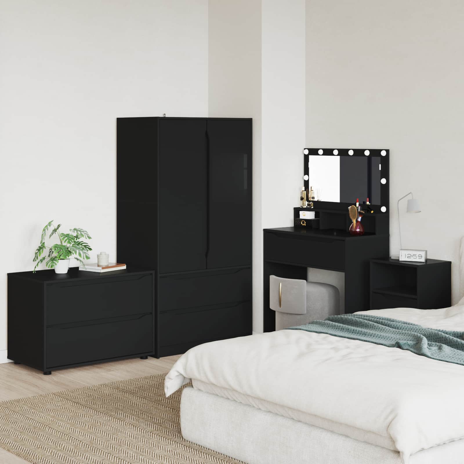 vidaXL Storage Cabinet 80 x 48 x 57 cm Engineered Wood Black 1