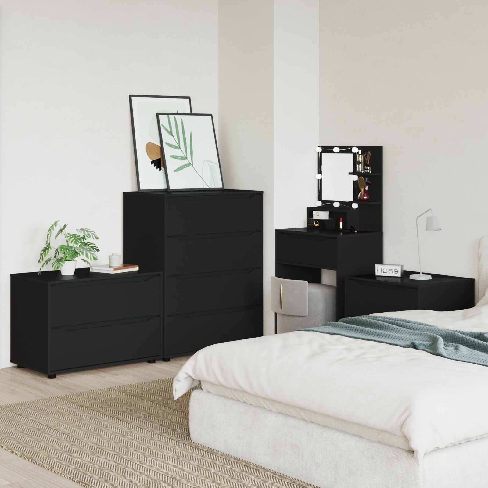 vidaXL Storage Cabinet 80 x 48 x 57 cm Engineered Wood Black 4