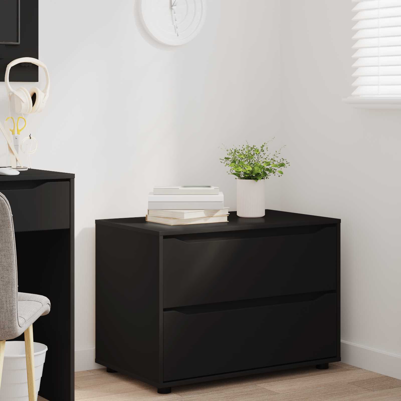 vidaXL Storage Cabinet 80 x 48 x 57 cm Engineered Wood Black 5