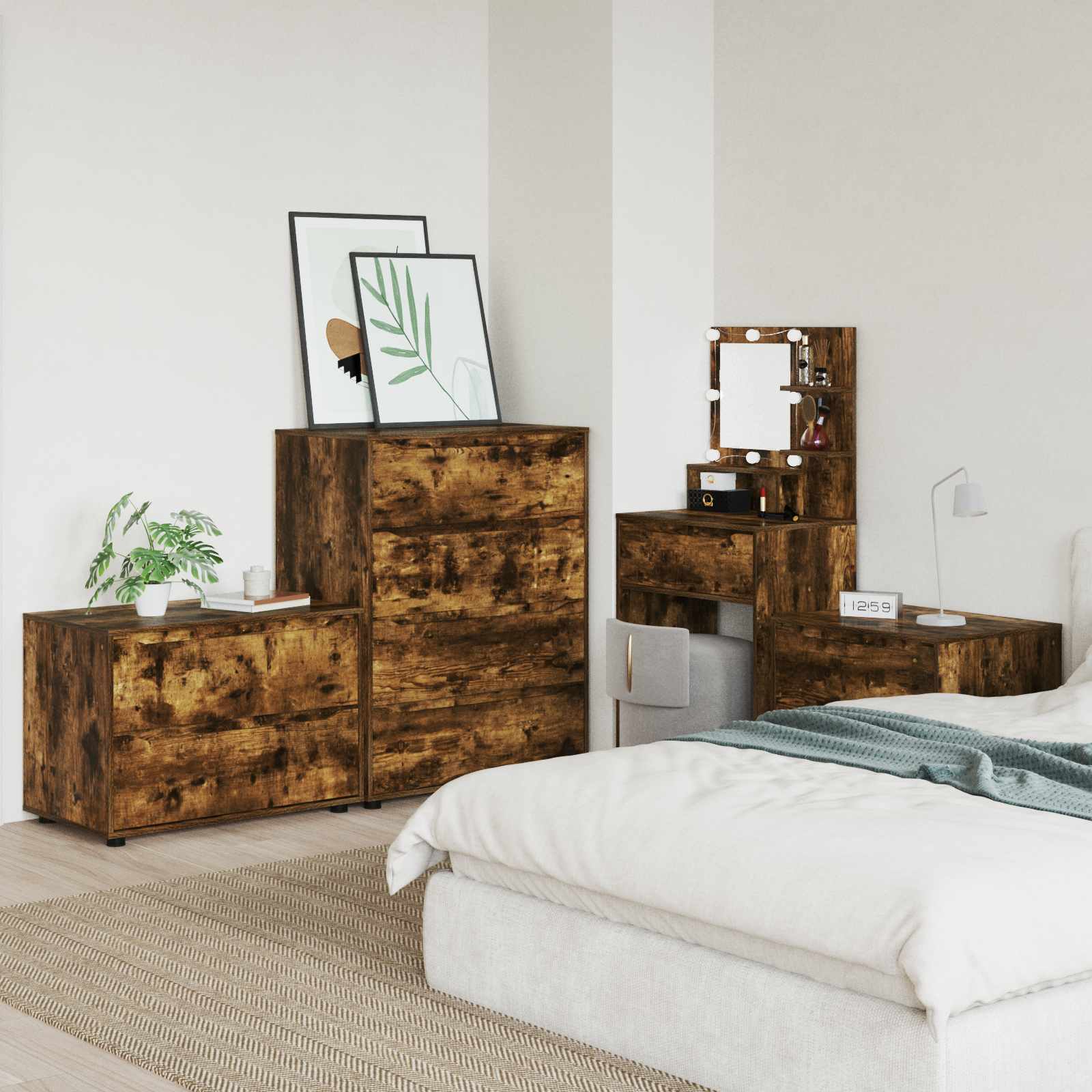vidaXL Storage Cabinet 80 x 48 x 57 cm Engineered Wood Smoked Oak 4