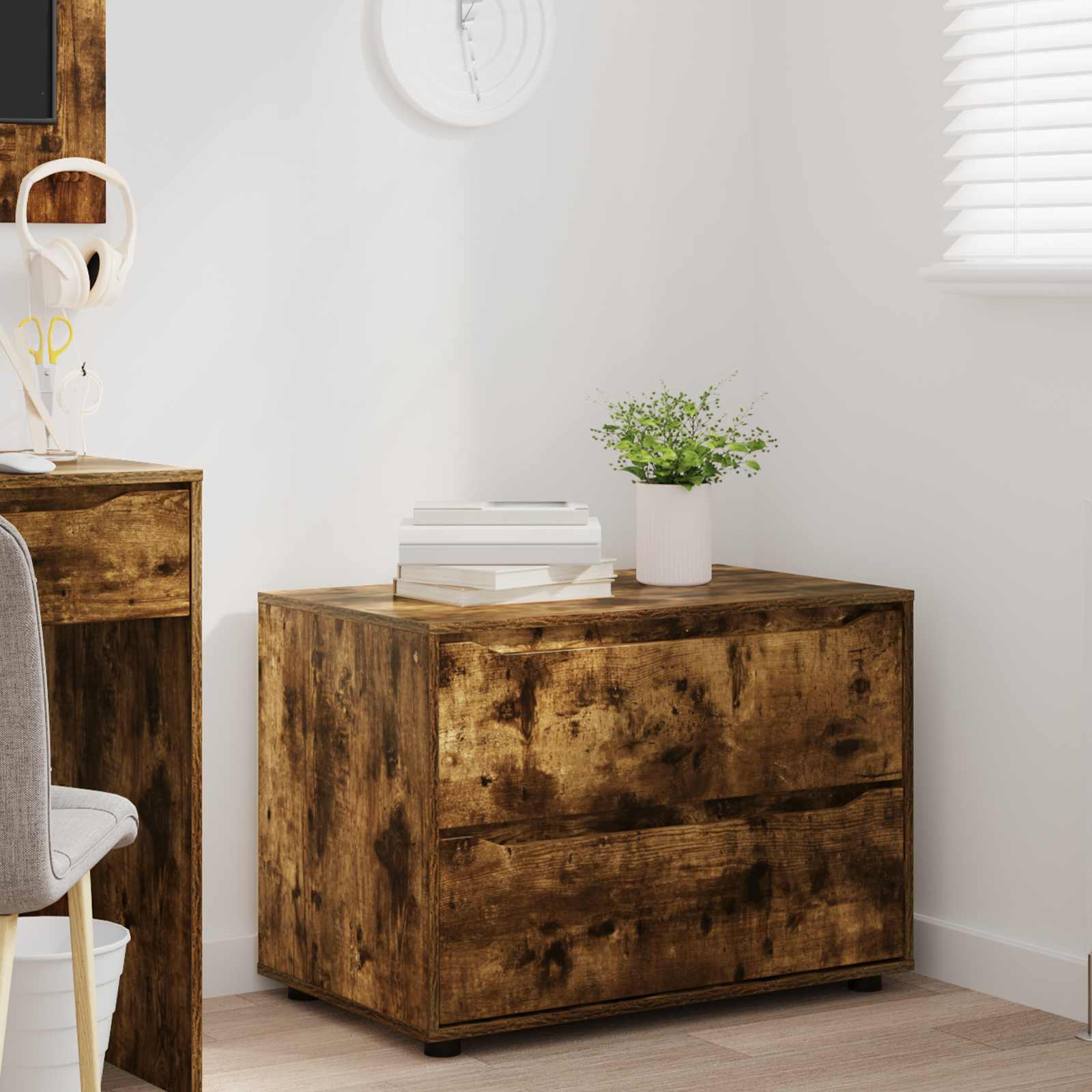 vidaXL Storage Cabinet 80 x 48 x 57 cm Engineered Wood Smoked Oak 5