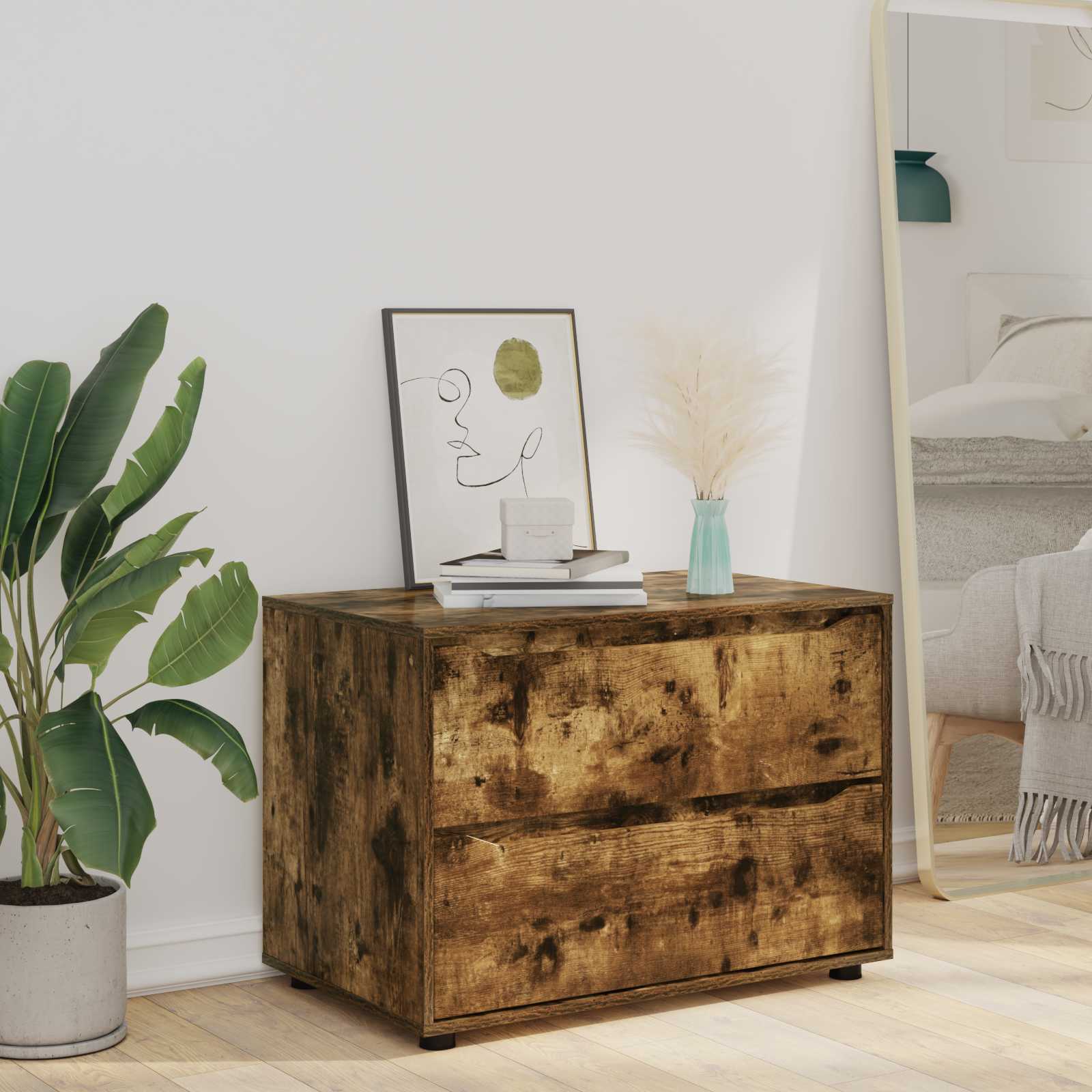 vidaXL Storage Cabinet 80 x 48 x 57 cm Engineered Wood Smoked Oak 6