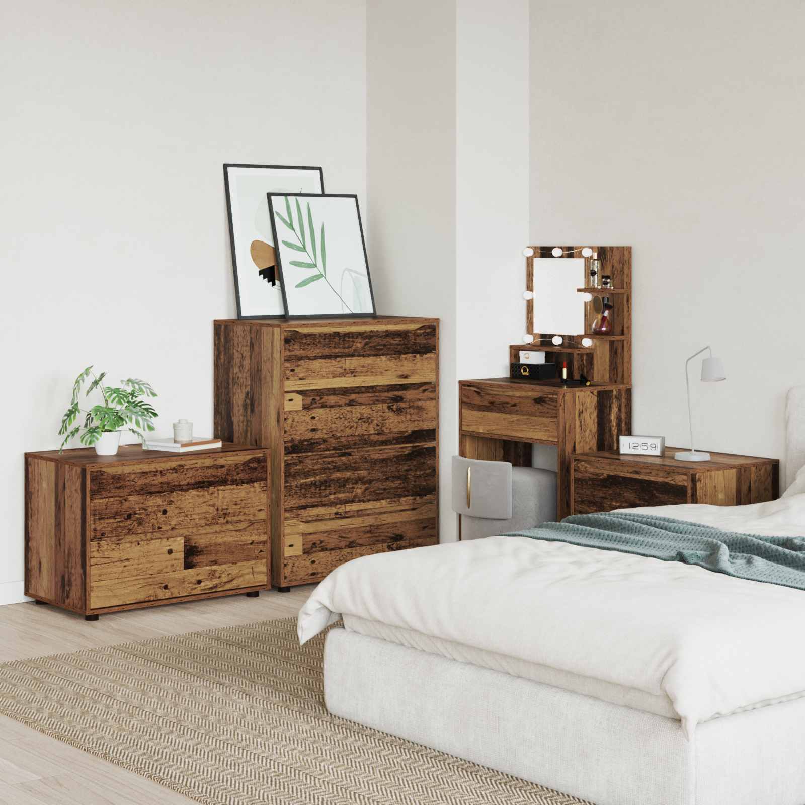 vidaXL Storage Cabinet 80 x 48 x 57 cm Engineered Wood Old Wood 4