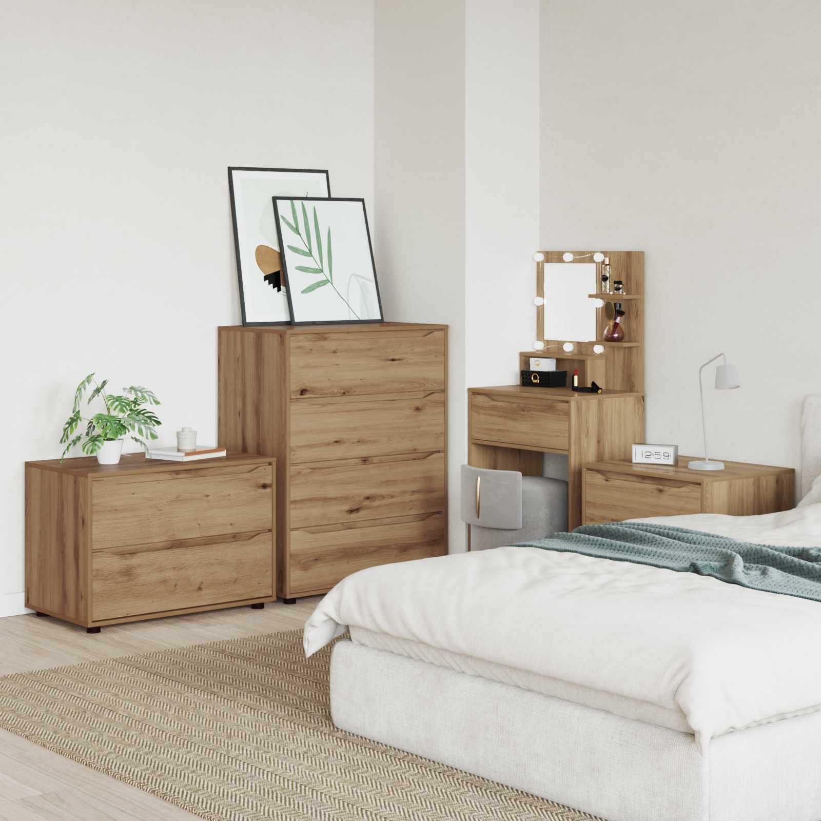 vidaXL Storage Cabinet 80 x 48 x 57 cm Engineered Wood Artisan Oak 4