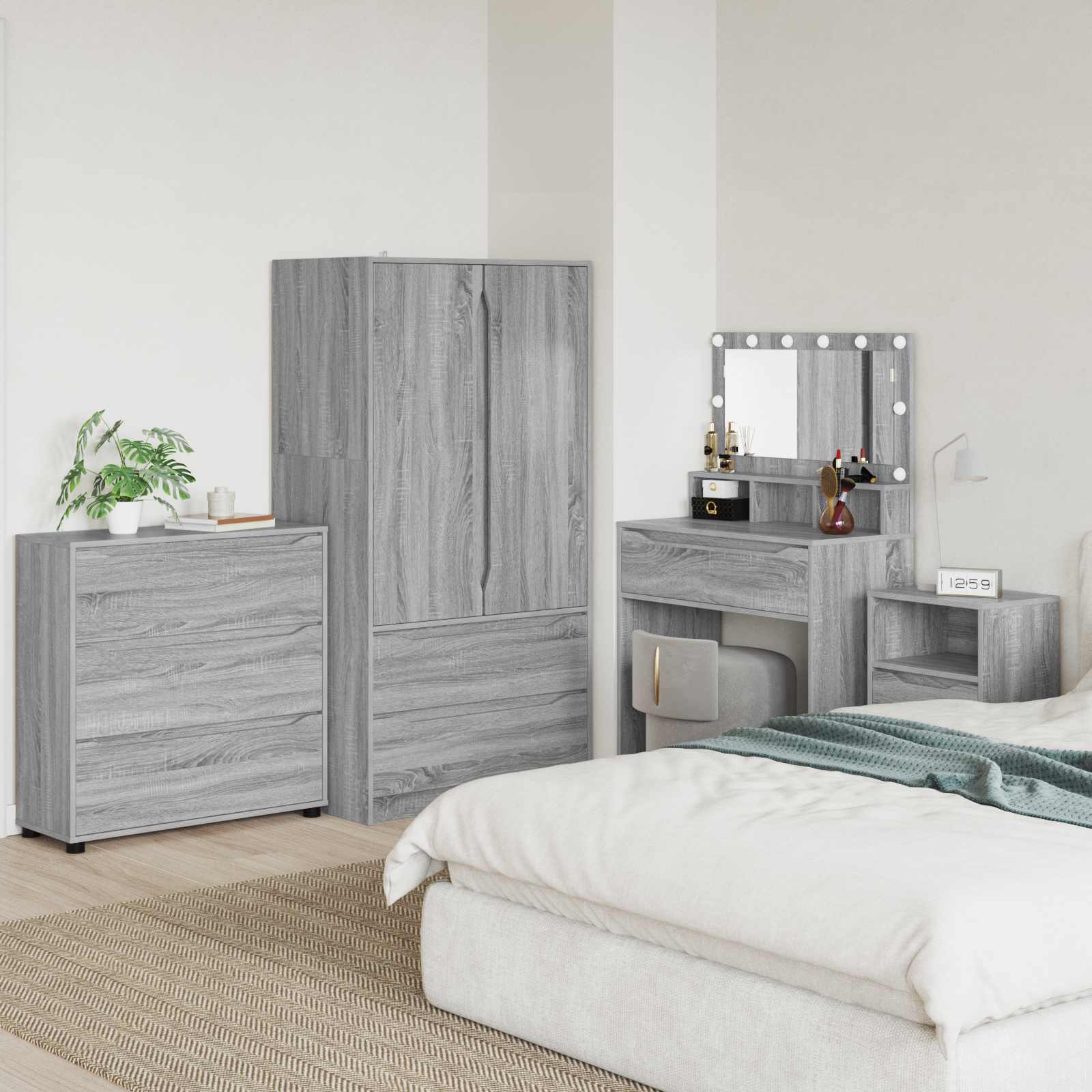 vidaXL Storage Cabinet 80 x 31 x 81 cm Engineered Wood Grey Sonoma 1