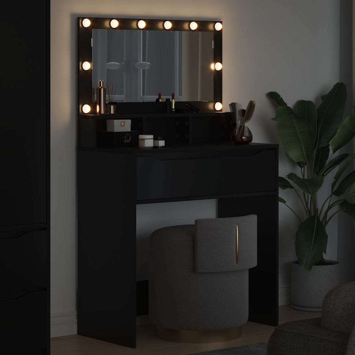 vidaXL Bedroom Dressing Tables Black 80 x 39.6 x 135 cm 4