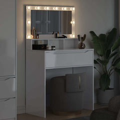 vidaXL Bedroom Dressing Tables High Gloss White 80 x 39.6 x 135 cm 4