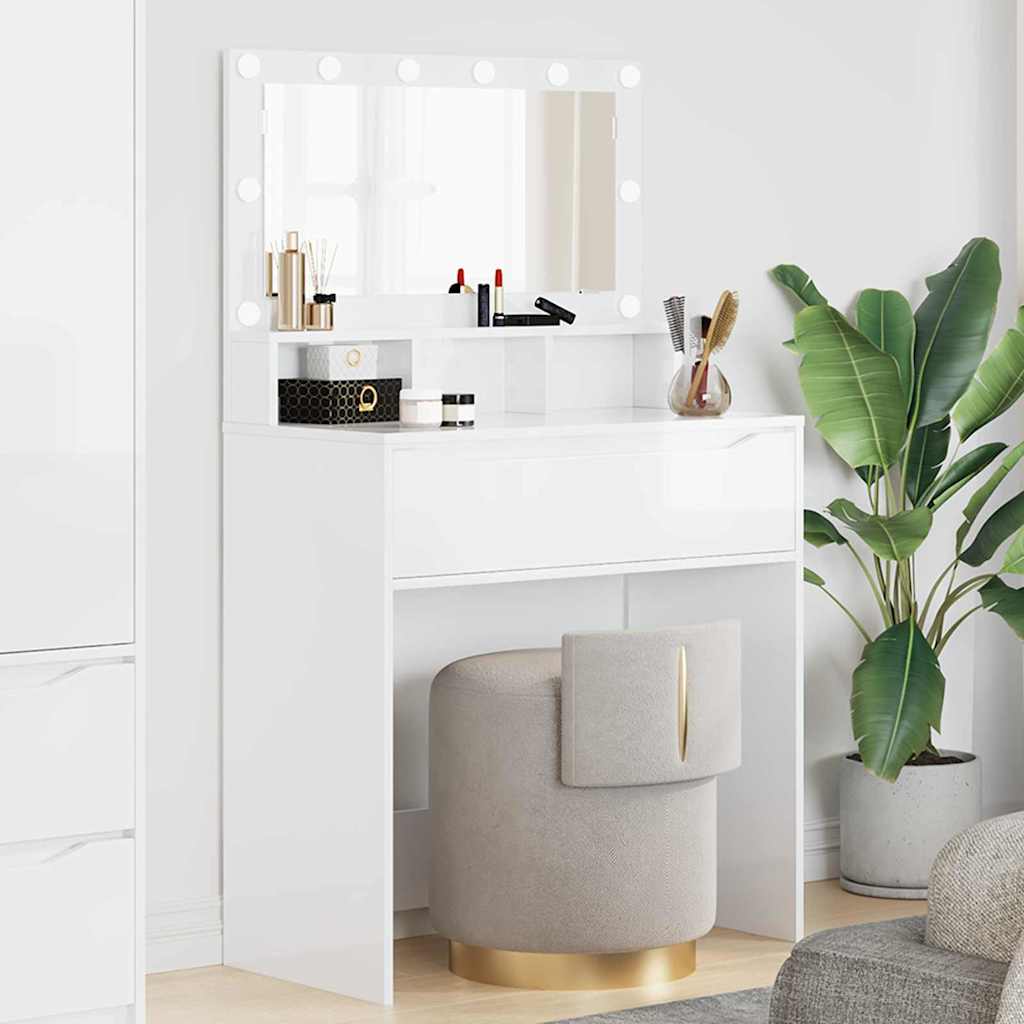 vidaXL Bedroom Dressing Tables High Gloss White 80 x 39.6 x 135 cm 1