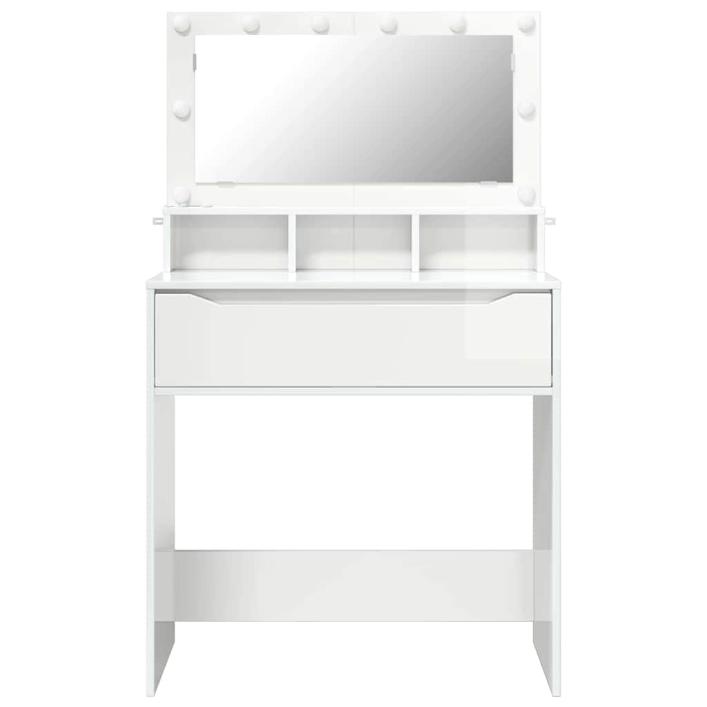 vidaXL Bedroom Dressing Tables High Gloss White 80 x 39.6 x 135 cm 6