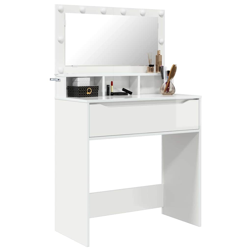 vidaXL Bedroom Dressing Tables High Gloss White 80 x 39.6 x 135 cm 3