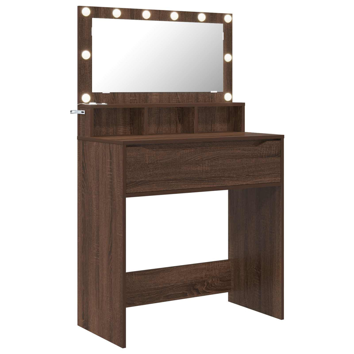 vidaXL Bedroom Dressing Tables Brown Oak 80 x 39.6 x 135 cm 2