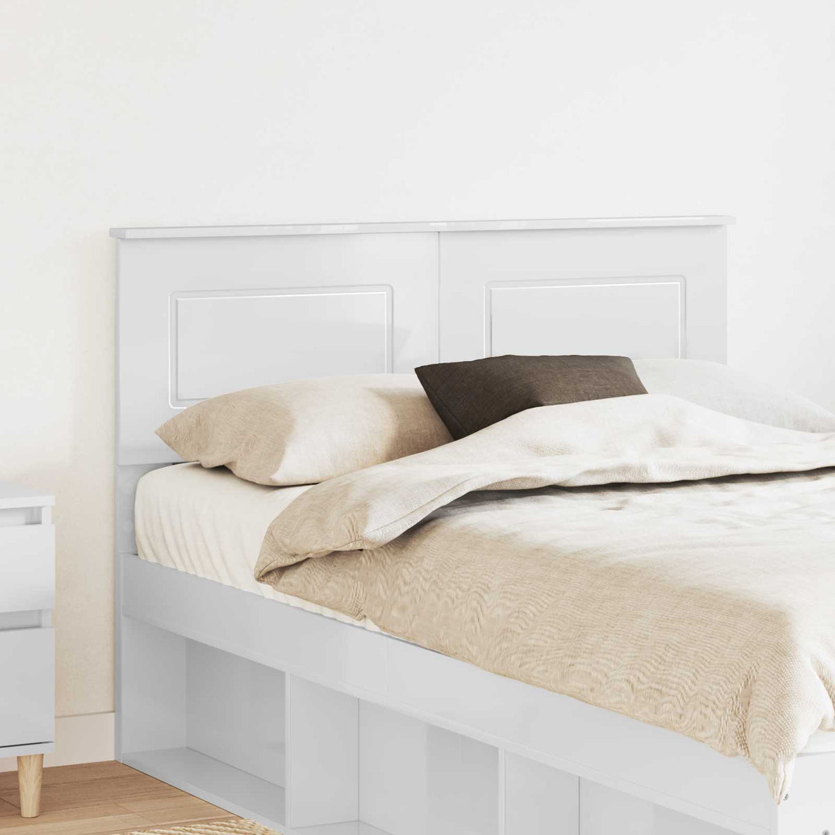 vidaXL Headboard Gloss White Engineered wood High gloss white