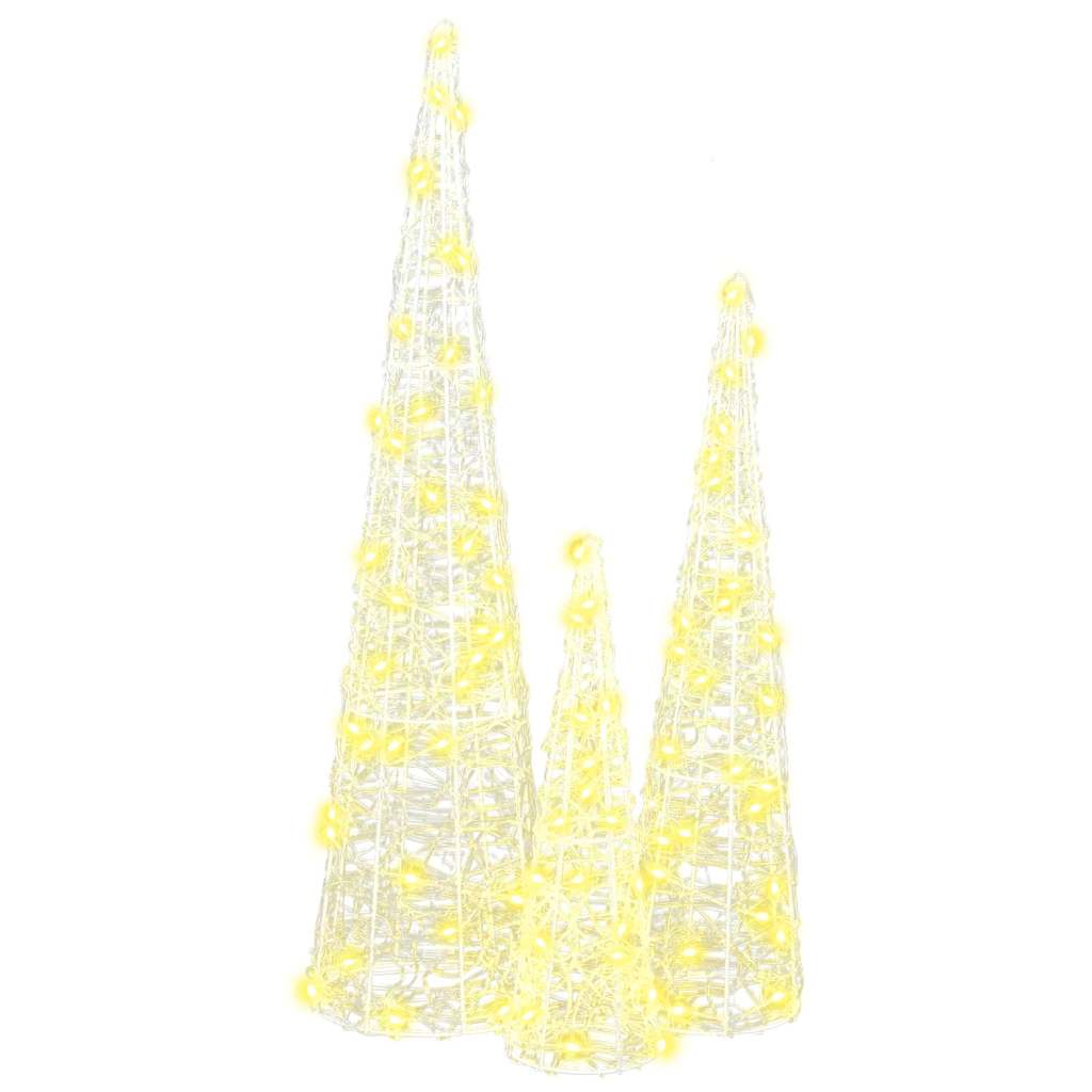 vidaXL Christmas Tree 3 pcs 90 LEDs Warm white 20 x 20 x 80 cm Acrylic 5