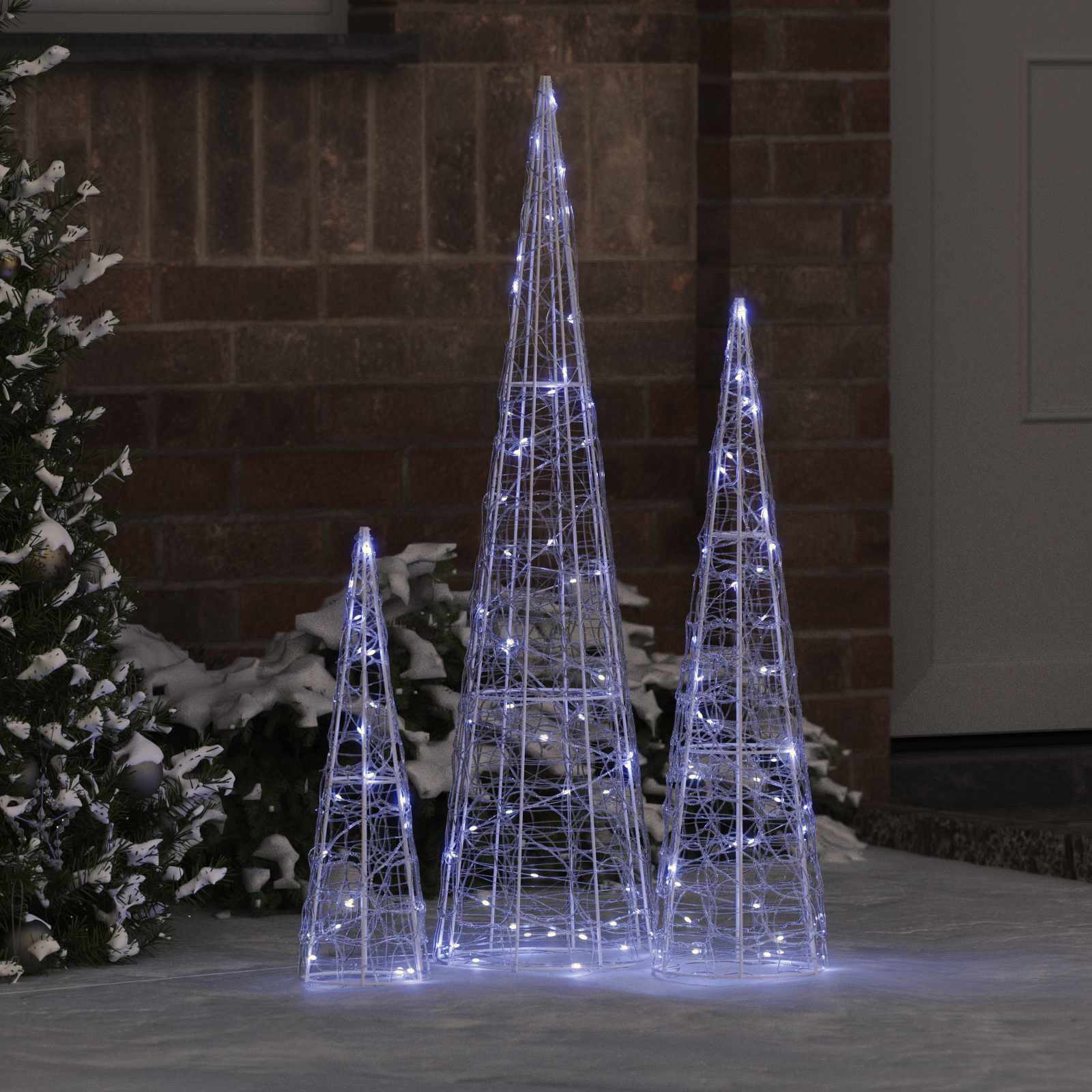 vidaXL Christmas Tree 3 pcs 90 LEDs Cold white 20 x 20 x 80 cm Acrylic 1