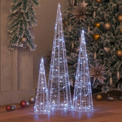 vidaXL Christmas Tree 3 pcs 90 LEDs Cold white 20 x 20 x 80 cm Acrylic 3