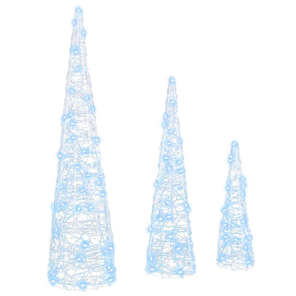 vidaXL Christmas Tree 3 pcs 90 LEDs Cold white 20 x 20 x 80 cm Acrylic 2