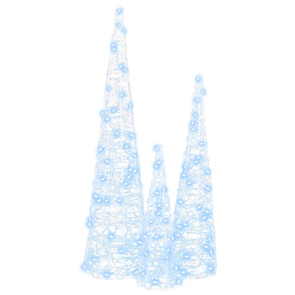 vidaXL Christmas Tree 3 pcs 90 LEDs Cold white 20 x 20 x 80 cm Acrylic 5