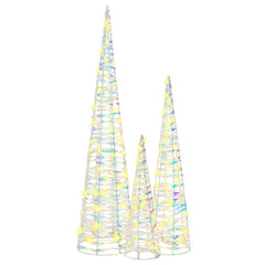 vidaXL Christmas Tree 3 pcs 90 LEDs Warm white 20 x 20 x 80 cm PET 5