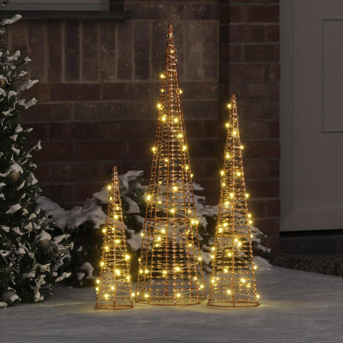 Christmas Tree 3 pcs Warm white 20 x 20 x 80 cm PET 90 LEDs Gold PET