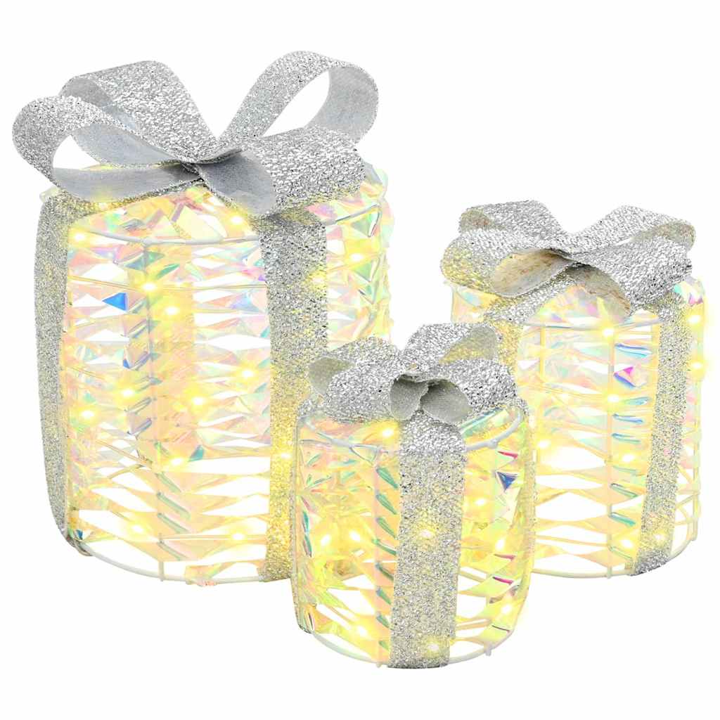 vidaXL Gift Box Decoration 3 pcs Warm white 20 x 20 x 20 cm PET 2