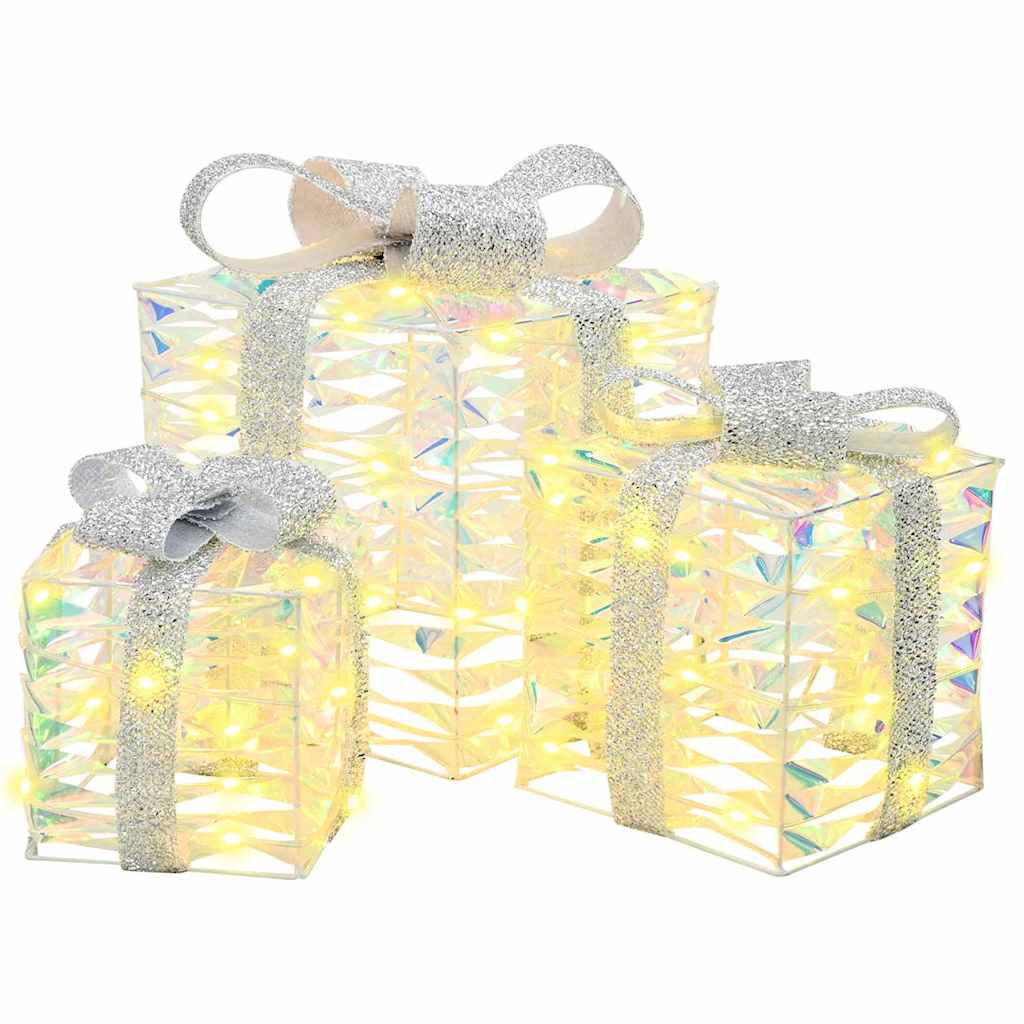 vidaXL Lighted Christmas Gift Box 3 pcs 150 LEDs Warm White 2