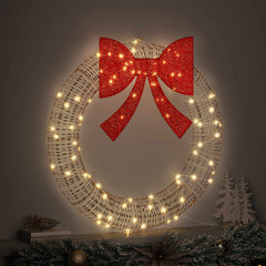 Wreath Warm white 75 x 75 x 8 cm PET 60 LEDs 75 cm Gold PET