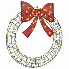 Wreath Warm white 75 x 75 x 8 cm PET 60 LEDs 75 cm Rattan