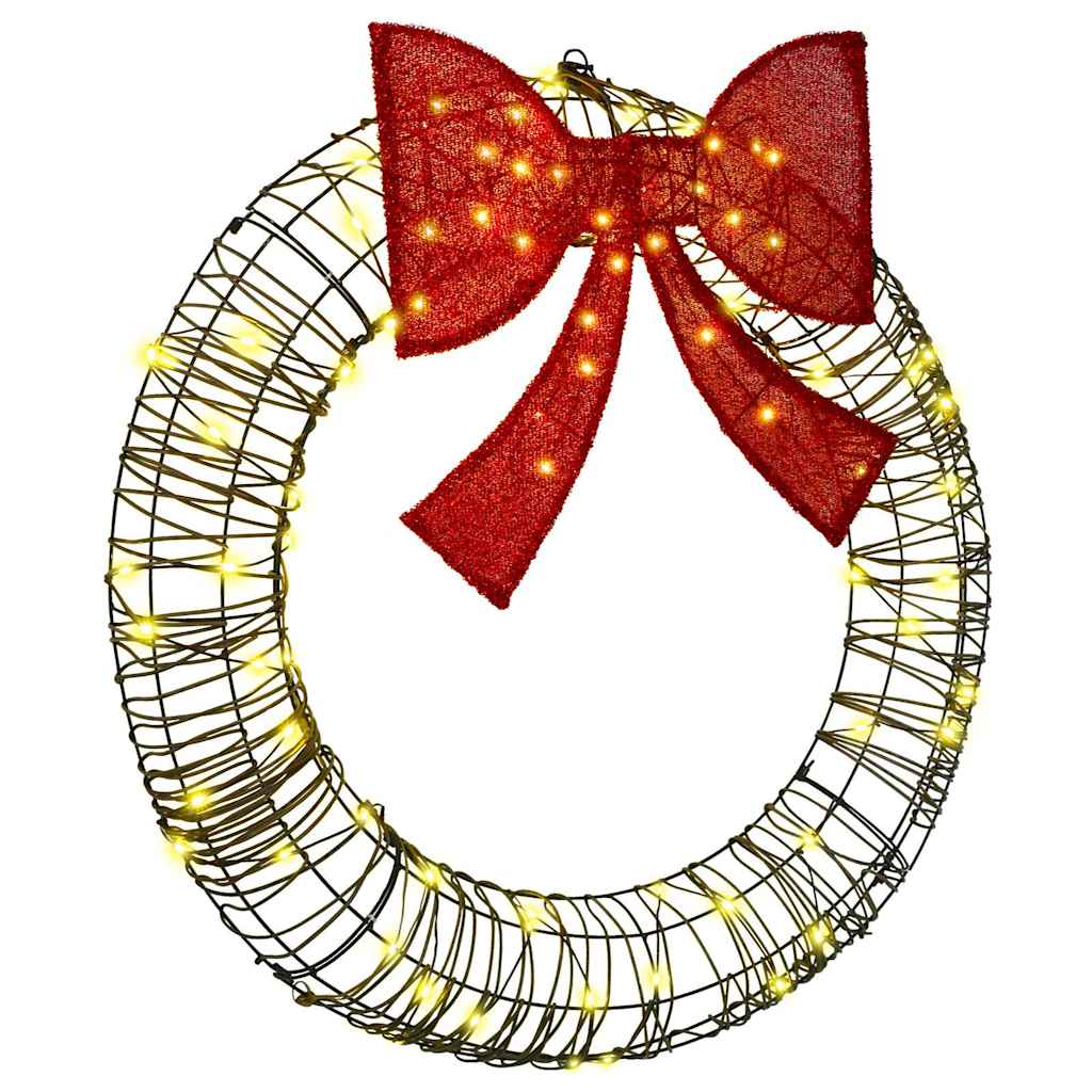 vidaXL Wreath 80 LEDs Warm white 90 x 90 x 9 cm Rattan 2