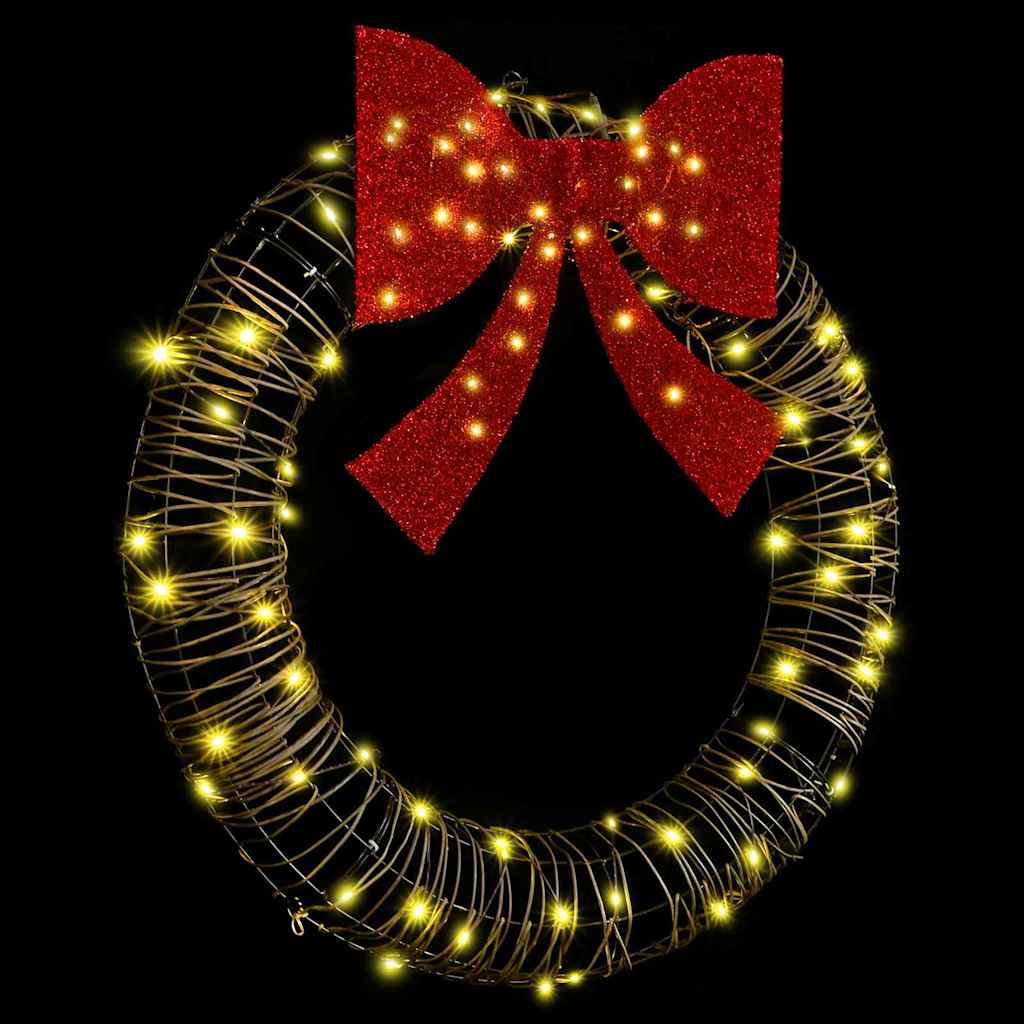 vidaXL Wreath 80 LEDs Warm white 90 x 90 x 9 cm Rattan 5