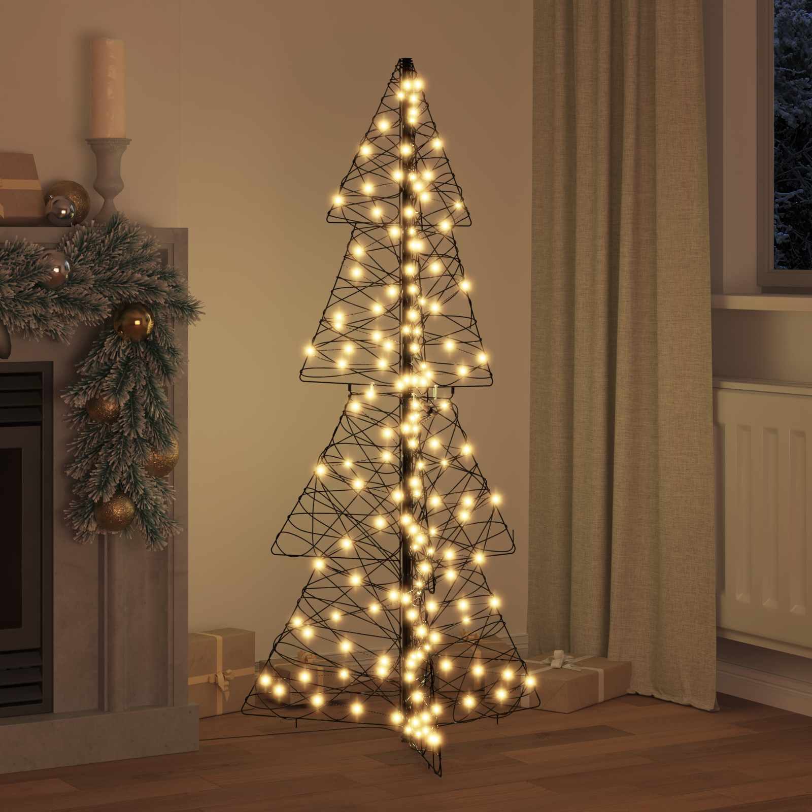 vidaXL Christmas Tree 160 LEDs Warm White 150 cm Rattan 3