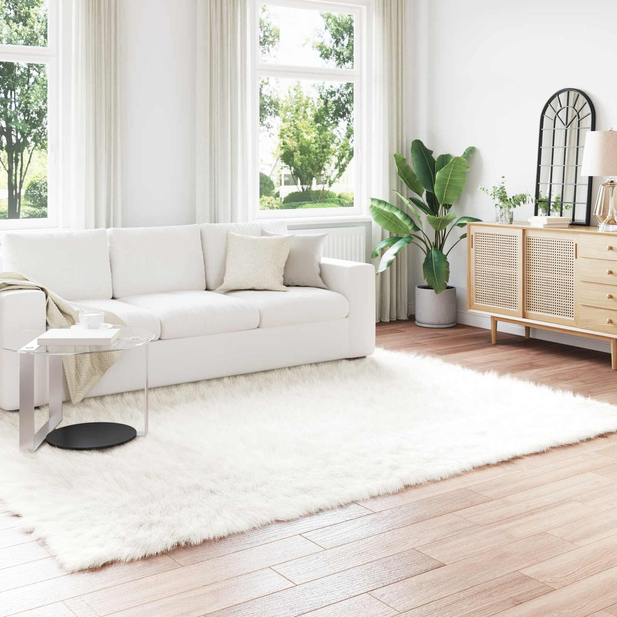 vidaXL Faux Sheepskin Rug TAFALLA Polyester White