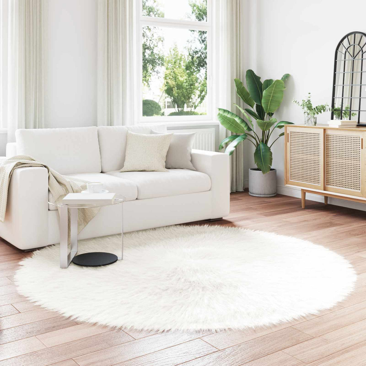 vidaXL Faux Sheepskin Rug TAFALLA Polyester White